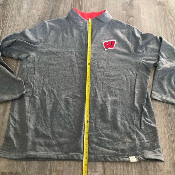Fanatics Wisconsin Badgers NCAA 1/4 Zip Gray Pullover Sweatshirt Mens XXL - Picture 12 of 12